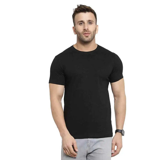 Men's Half Sleeves Plain Round Neck T-shirt